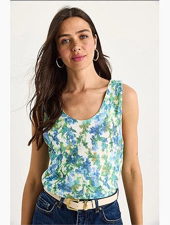 Top canotta in cotone-lycra floreale lucci