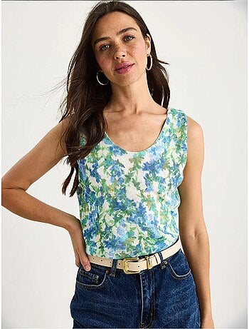 Top canotta in cotone-lycra floreale lucci