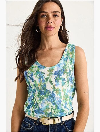 Top canotta in cotone-lycra floreale lucci