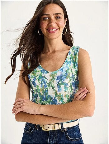 Top canotta in cotone-lycra floreale lucci