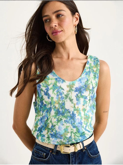 Top canotta in cotone-lycra floreale lucci - Kiabi Top canotta in cotone-lycra floreale lucci - Kiabi