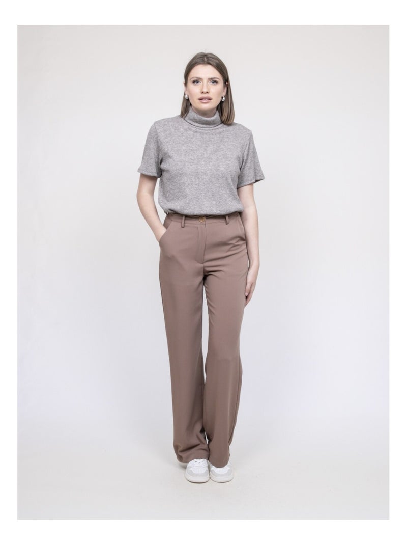 Top col roulé a maniche corte FORTUNA Beige - Kiabi