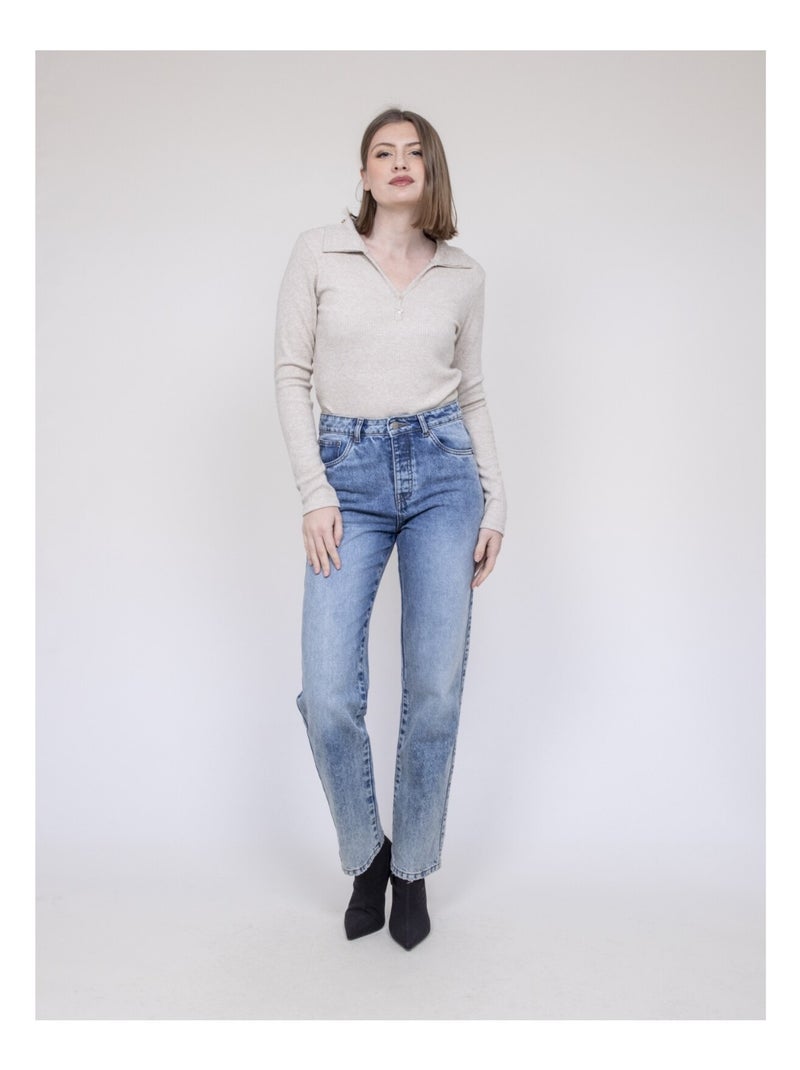 Top colletto polo FRANINA Ecru - Kiabi