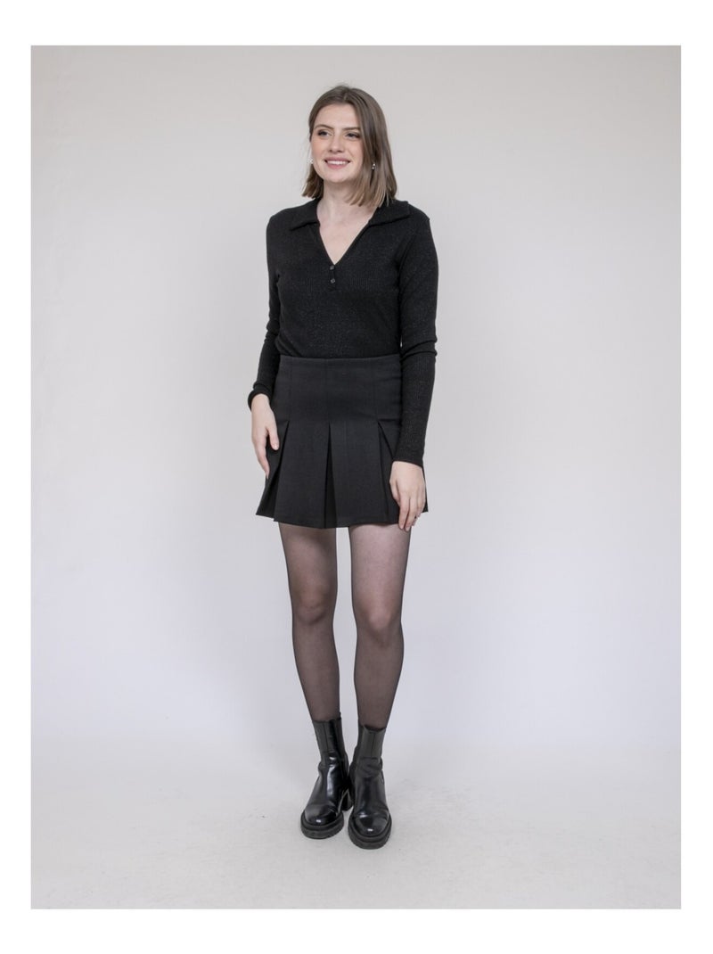Top colletto polo FRANINA Nero - Kiabi