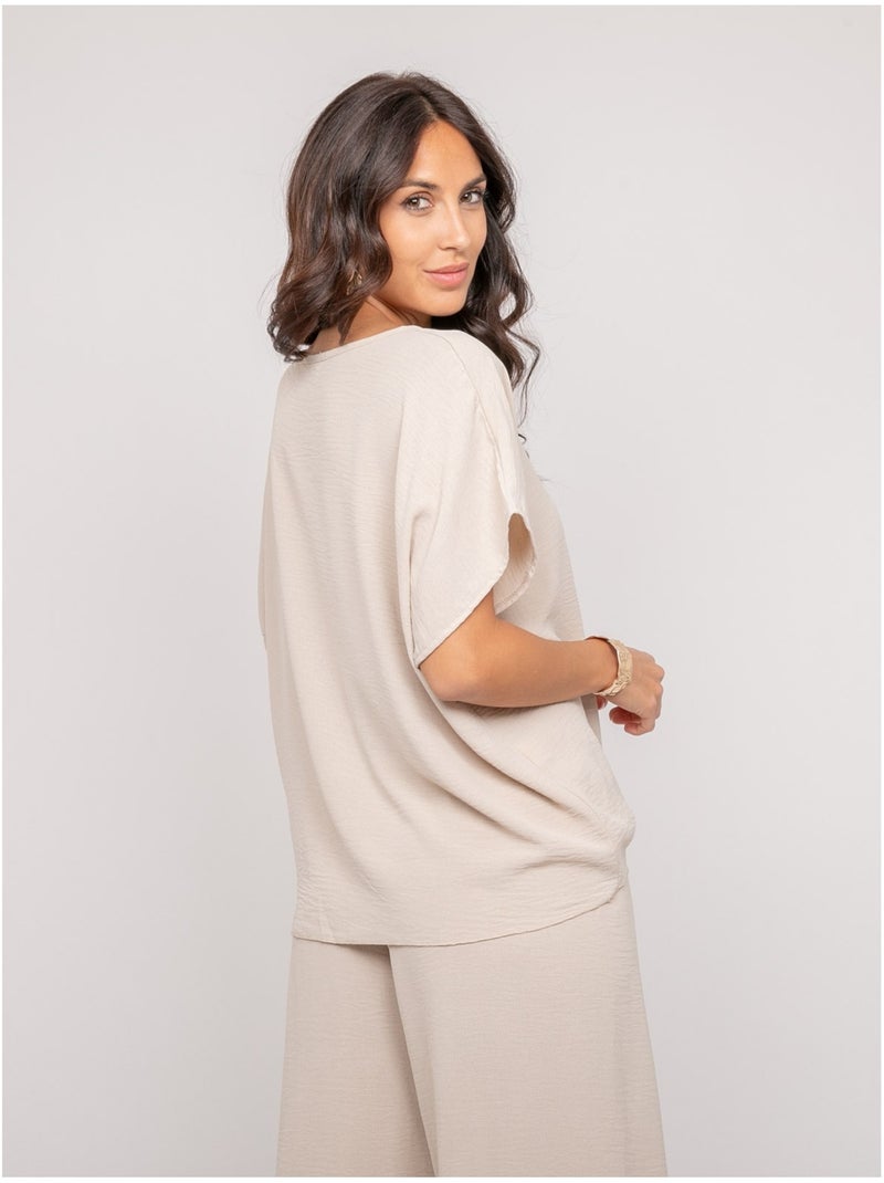 Top con bottoni e nodo FEYA Beige - Kiabi