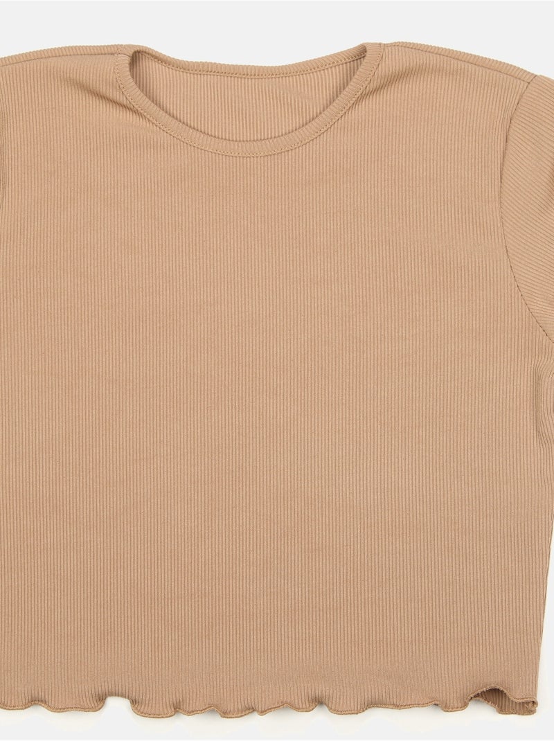 Top con collo rotondo - Kids Star Cammello - Kiabi