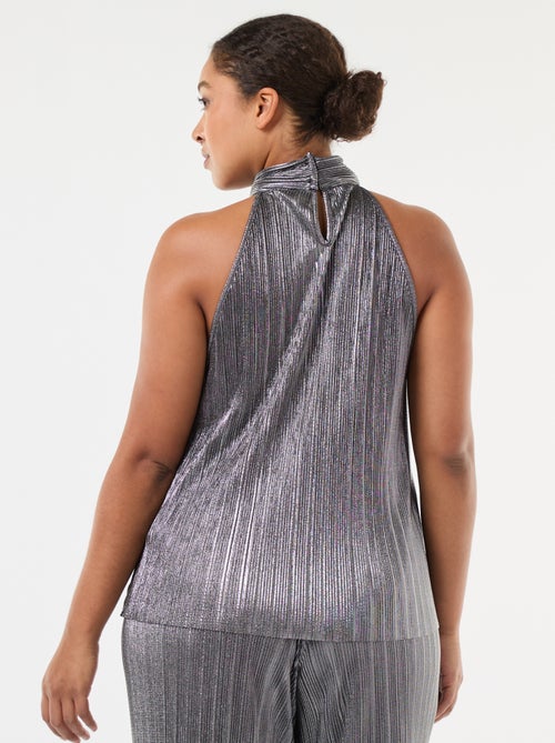 Top con giromanica all'americana in maglia plissettata - Kiabi