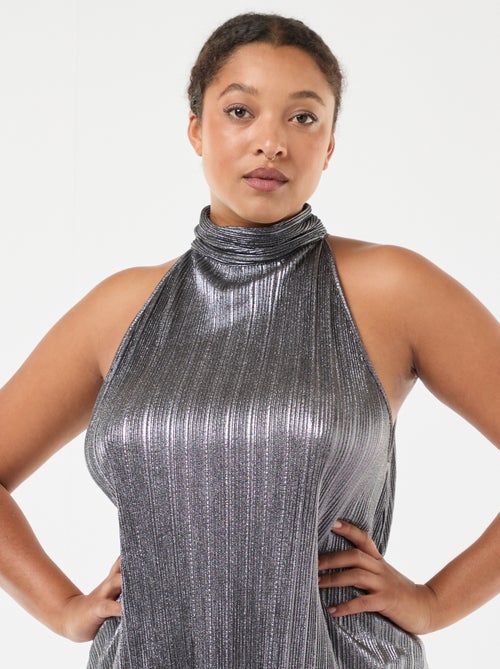 Top con giromanica all'americana in maglia plissettata - Kiabi