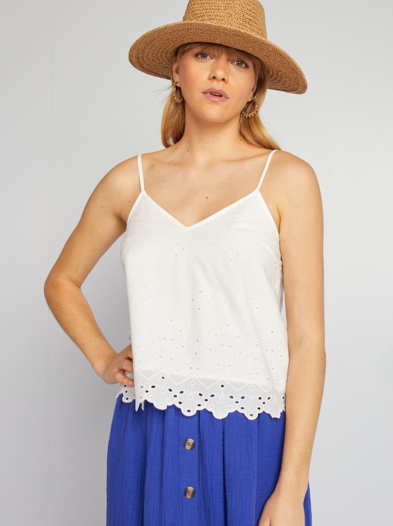Top con ricamo sangallo BEIGE - Kiabi