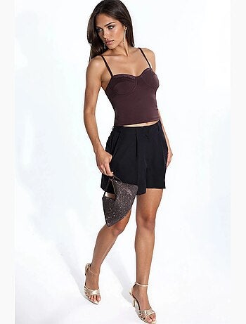 Top con scollo a cuore e dettagli in pizzo hiccup
