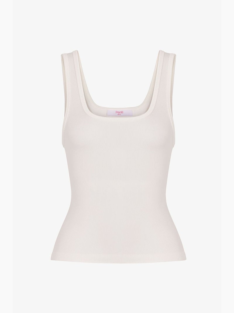 Top con scollo quadrato senza cuciture penti Bianco sporco - Kiabi