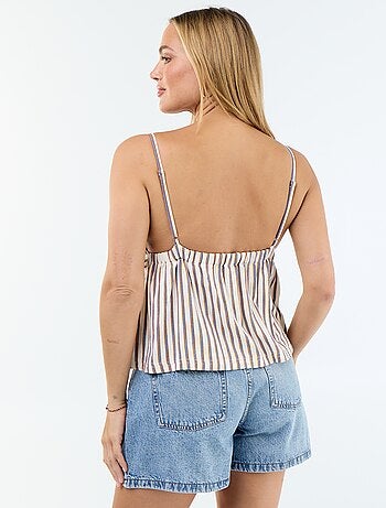 Top con spalline in misto lino