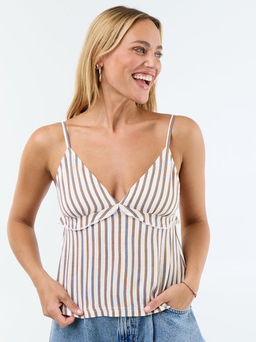 Top con spalline in misto lino - Kiabi