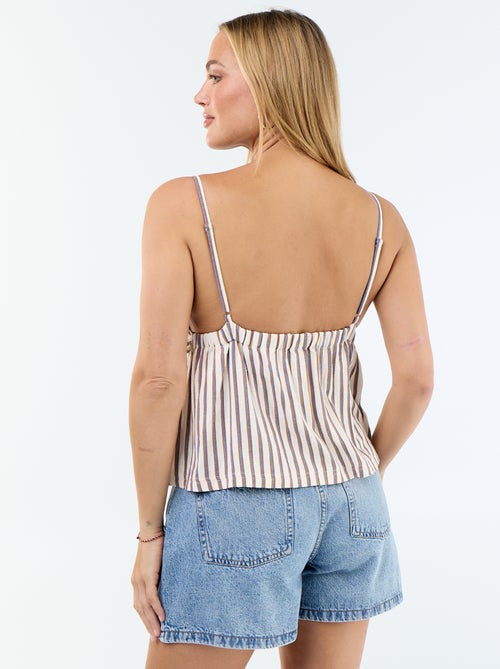 Top con spalline in misto lino - Kiabi