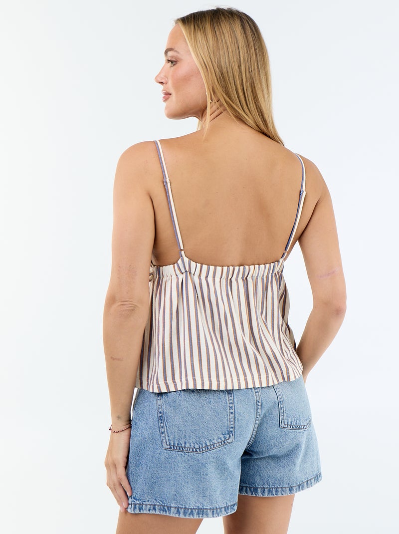 Top con spalline in misto lino Beige - Kiabi