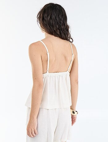 Top con spalline in misto lino