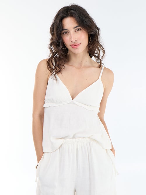 Top con spalline in misto lino - Kiabi