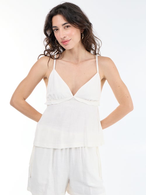 Top con spalline in misto lino - Kiabi