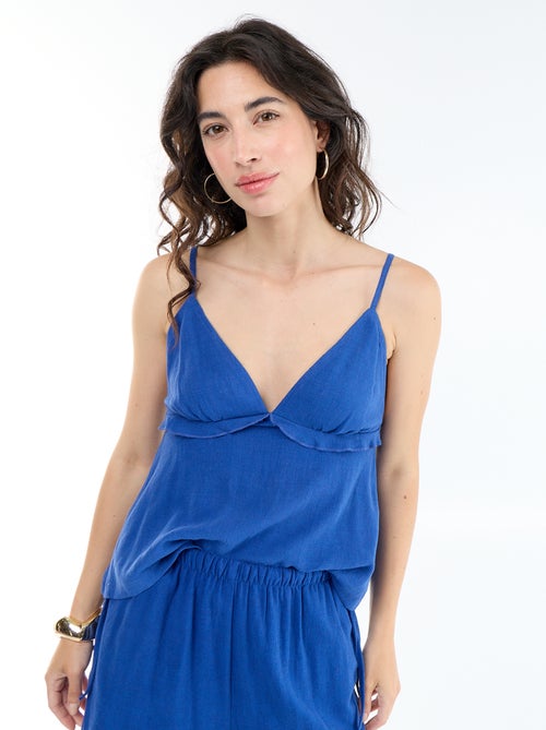 Top con spalline in misto lino - Kiabi