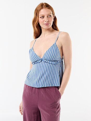 Top con spalline in misto lino