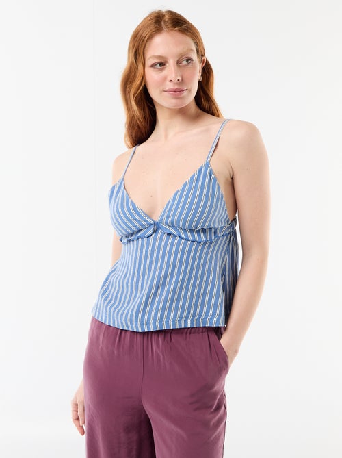 Top con spalline in misto lino - Kiabi