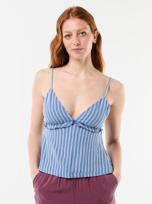 Top con spalline in misto lino - Kiabi