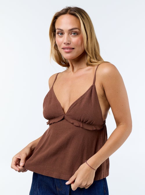 Top con spalline in misto lino - Kiabi