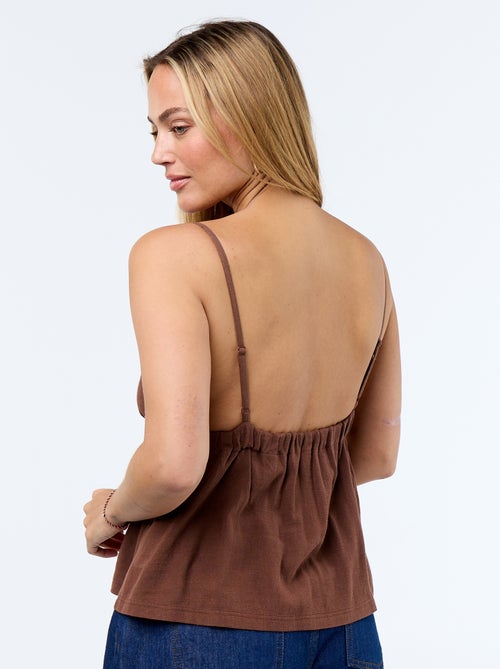 Top con spalline in misto lino - Kiabi