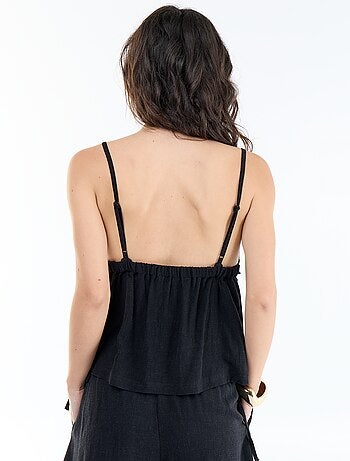 Top con spalline in misto lino