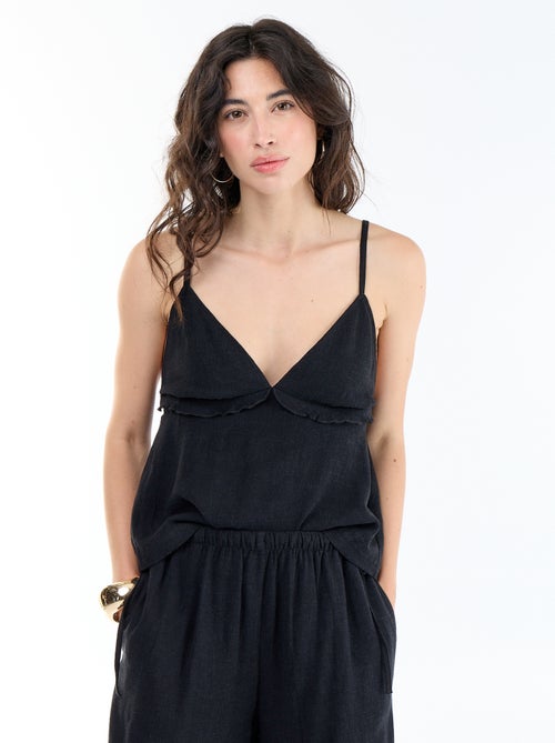 Top con spalline in misto lino - Kiabi