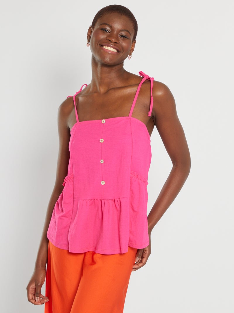 Top con spalline sottili da annodare fucsia - Kiabi