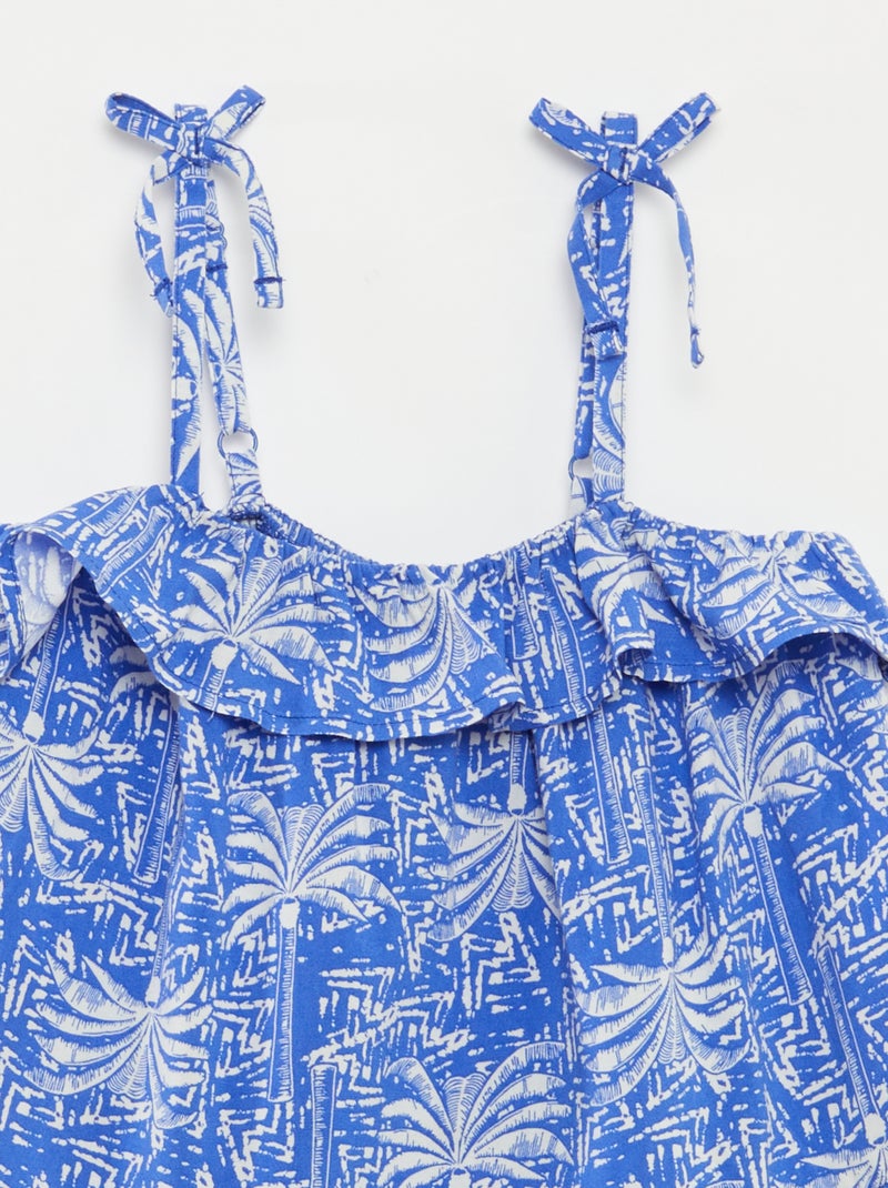 Top con spalline sottili e stampa palme BLU - Kiabi