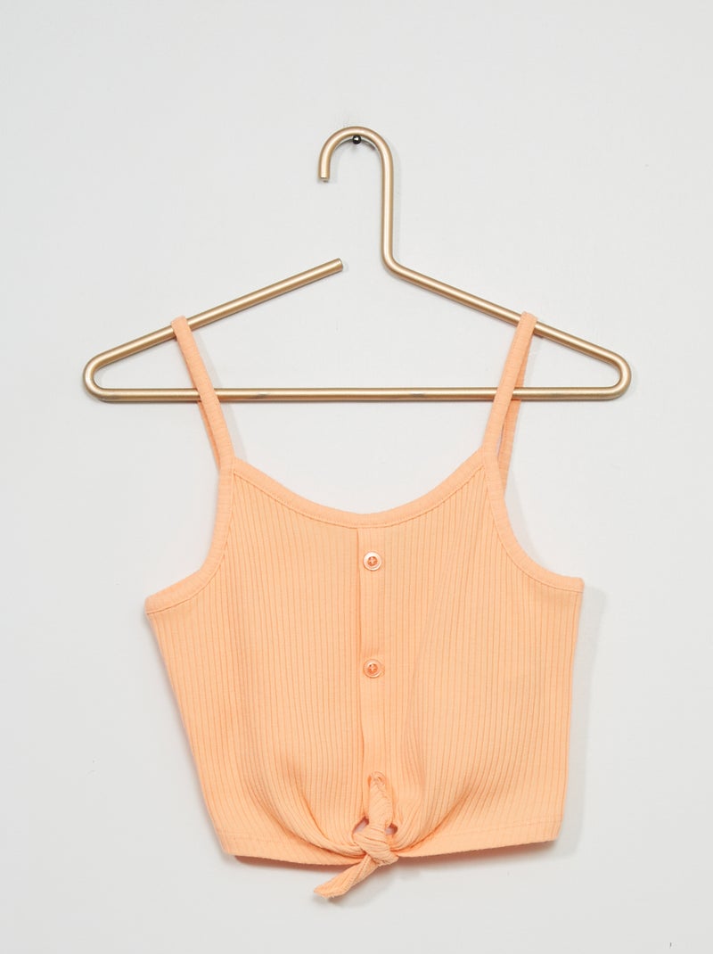 Top con spalline sottili in maglia a coste ARANCIONE - Kiabi
