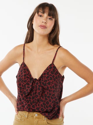Top con spalline stampato con fiocco