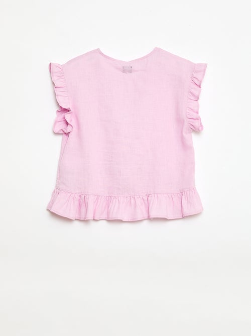 Top con volant in misto lino - Kiabi Top con volant in misto lino - Kiabi