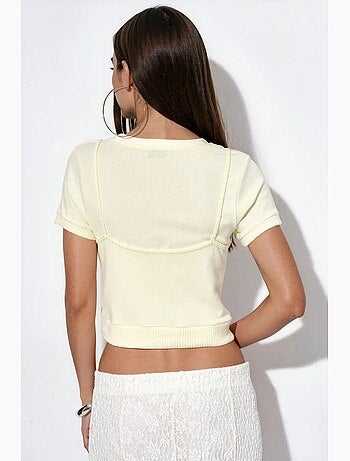 T-shirt corta a costine manica corta busem