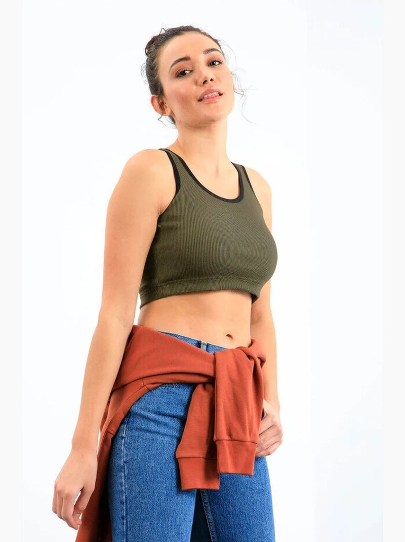 Top corto a coste in misto cotone tommy Blu marino - Kiabi