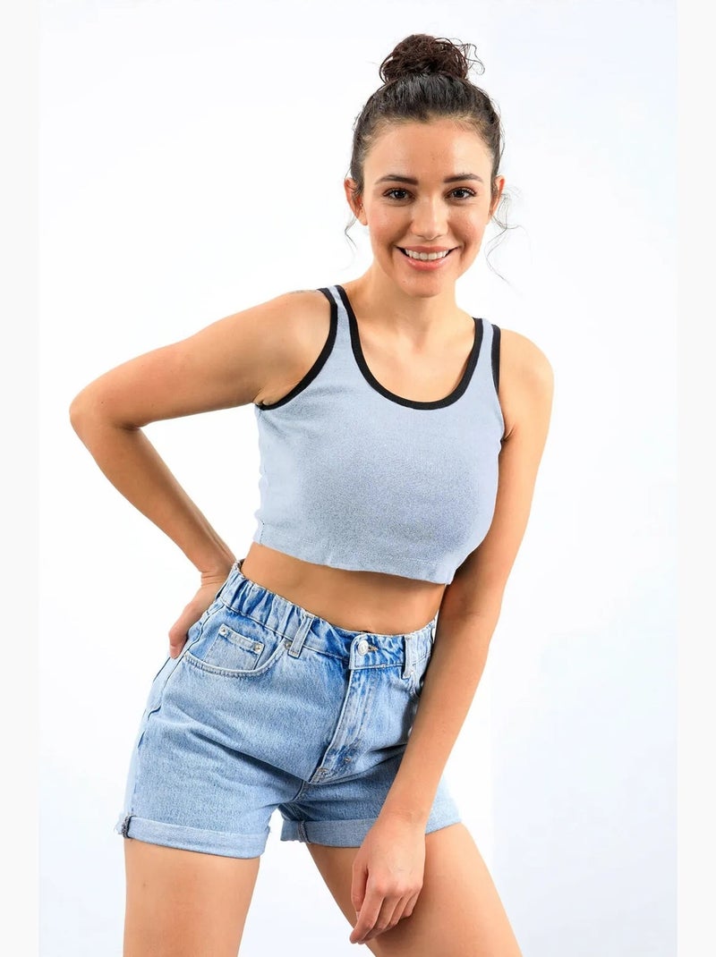 Top corto a coste senza maniche tommy Blu cielo - Kiabi