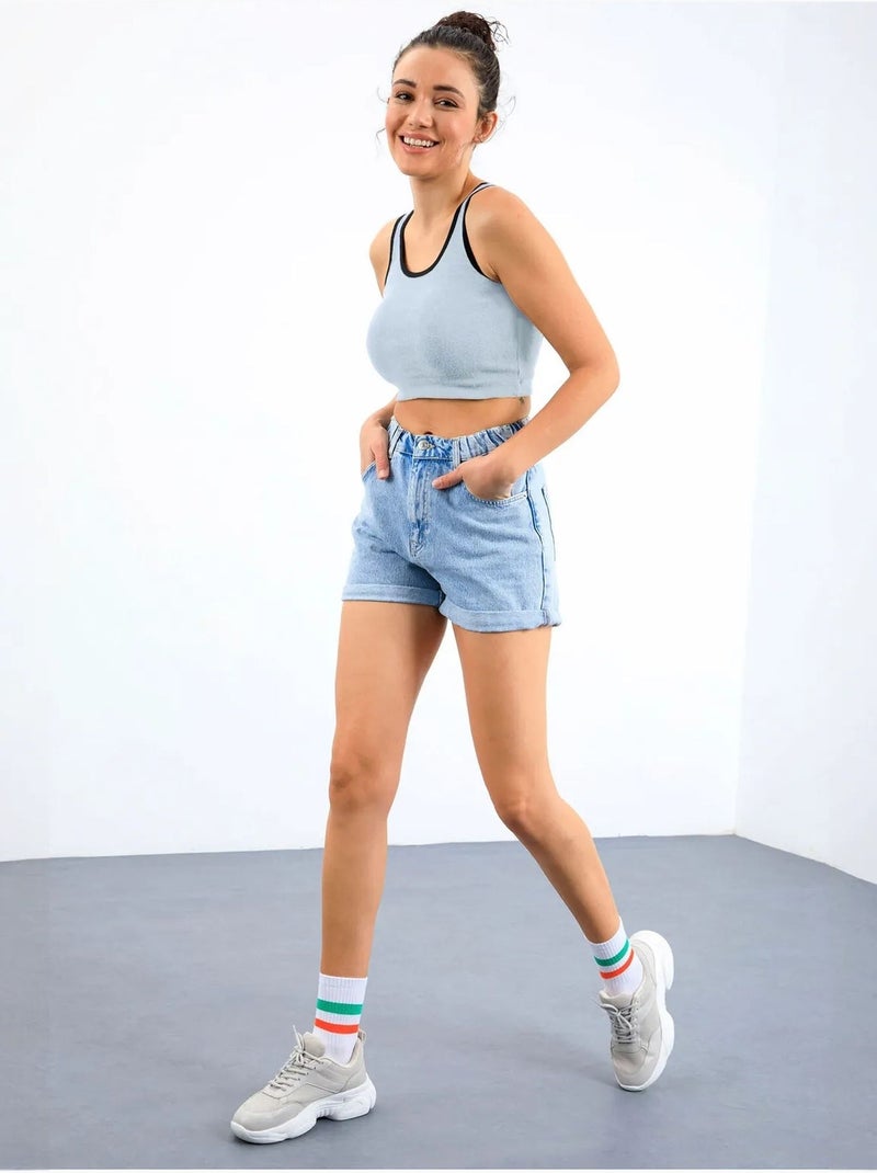 Top corto a coste senza maniche tommy Blu cielo - Kiabi