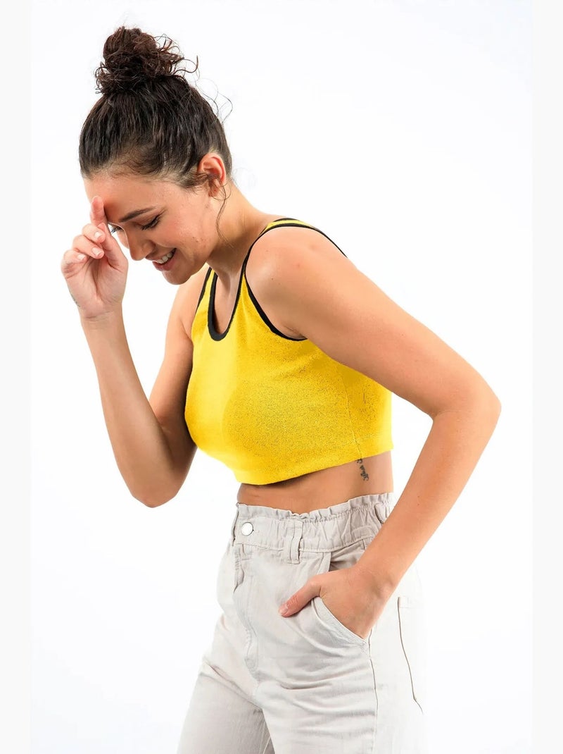 Top corto a coste senza maniche tommy Giallo limone - Kiabi