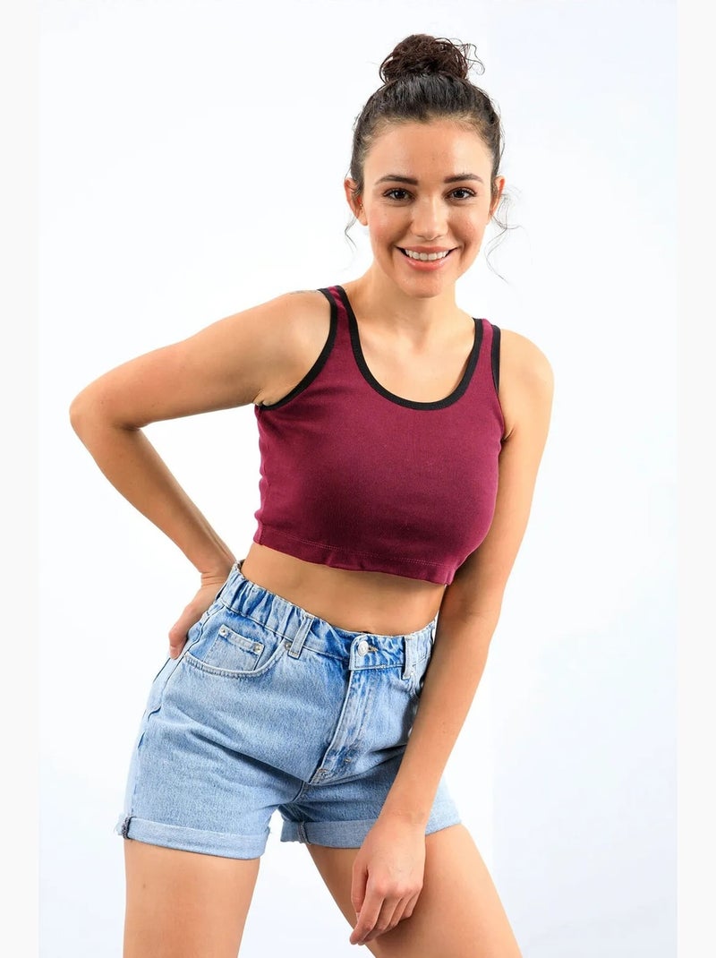 Top corto a coste senza maniche tommy Rosso bordeaux - Kiabi