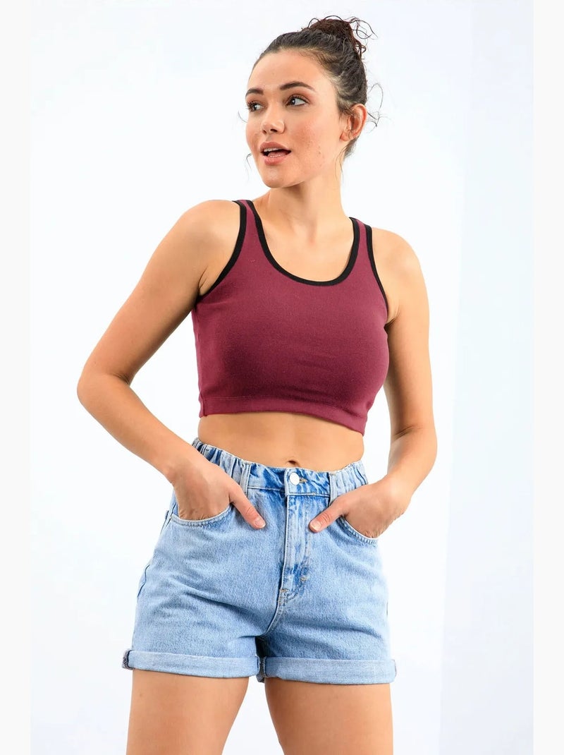 Top corto a coste senza maniche tommy Rosso bordeaux - Kiabi