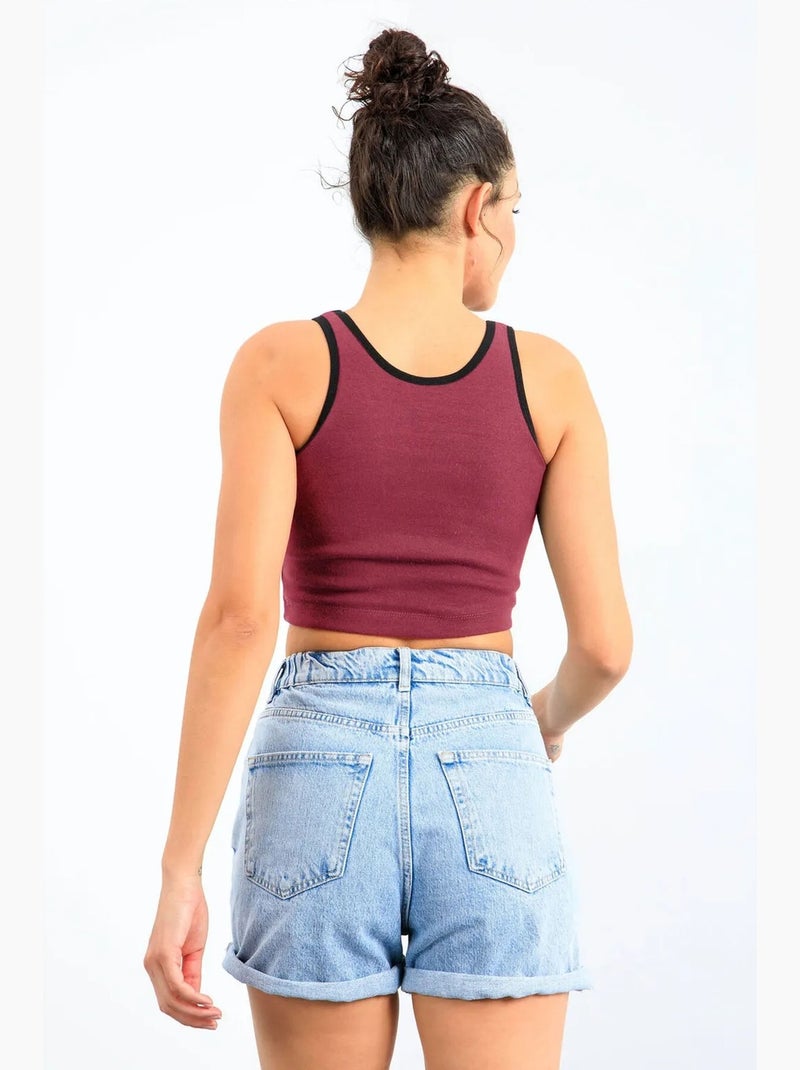Top corto a coste senza maniche tommy Rosso bordeaux - Kiabi