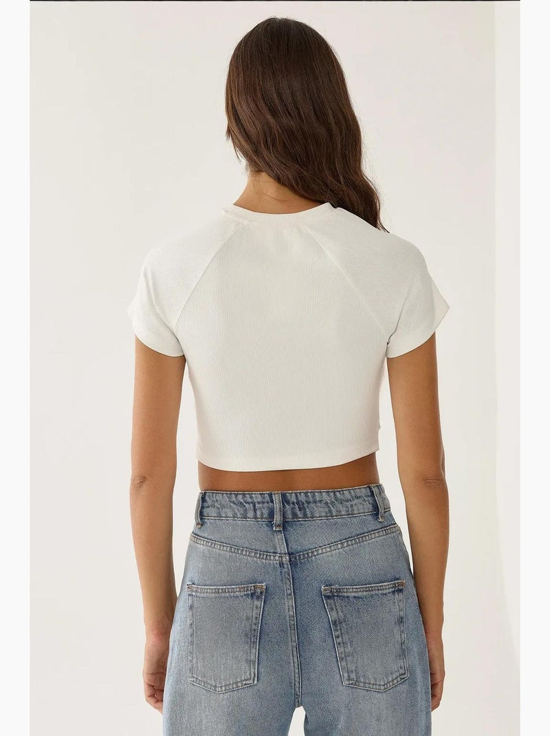 Top corto con dettagli arricciati hiccup Bianco - Kiabi