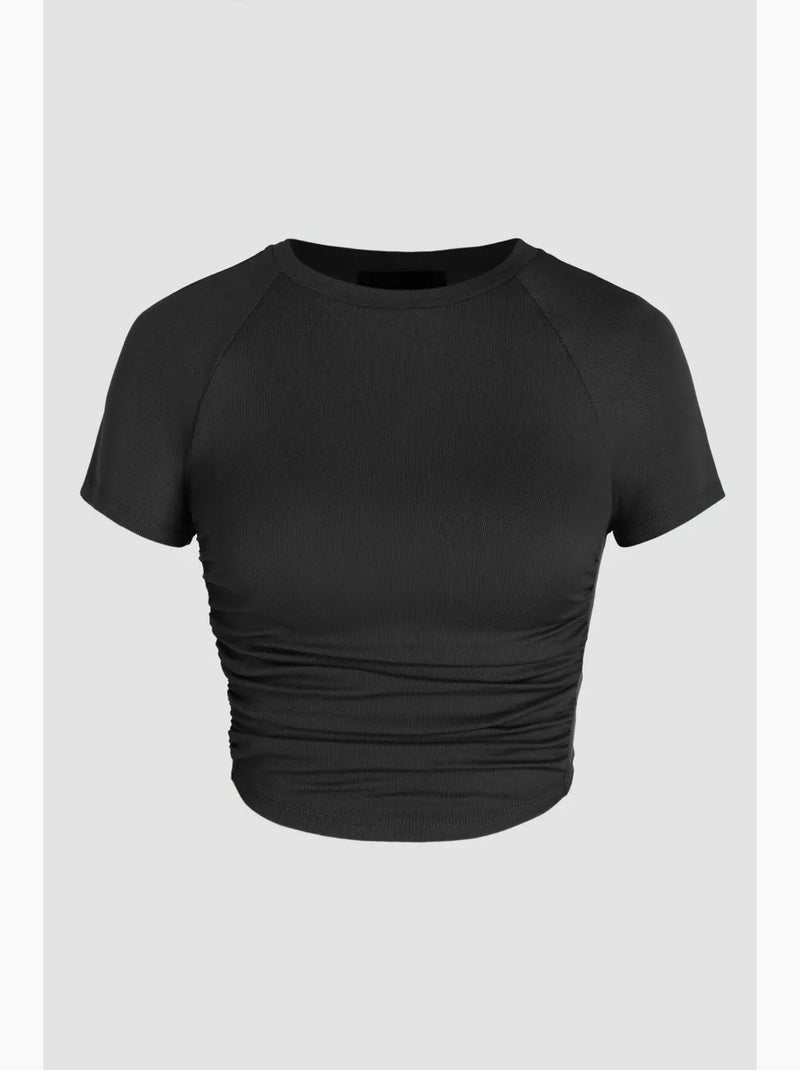 Top corto con dettagli arricciati hiccup Nero - Kiabi