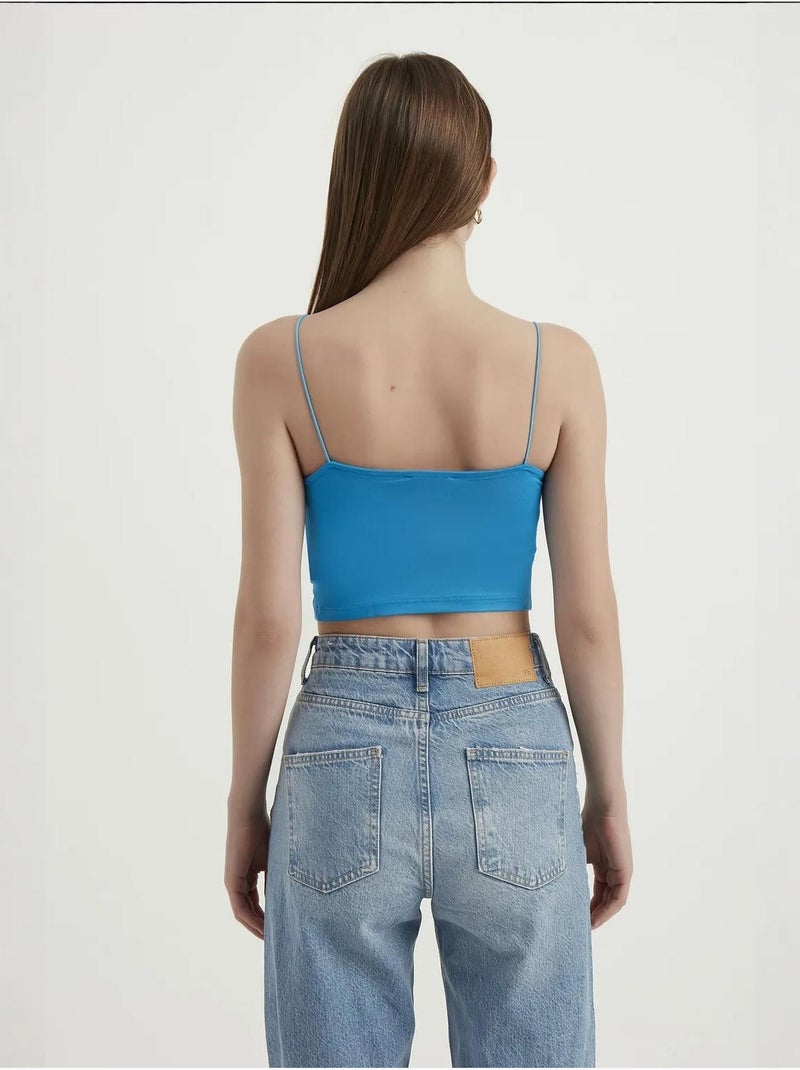 Top corto con spalline sottili e canotta basica hiccup Blu elettrico - Kiabi
