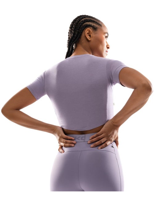 Top corto da allenamento a maniche corte da donna fitness donna harmony - Kiabi
