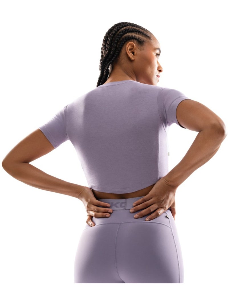 Top corto da allenamento a maniche corte da donna fitness donna harmony Viola - Kiabi