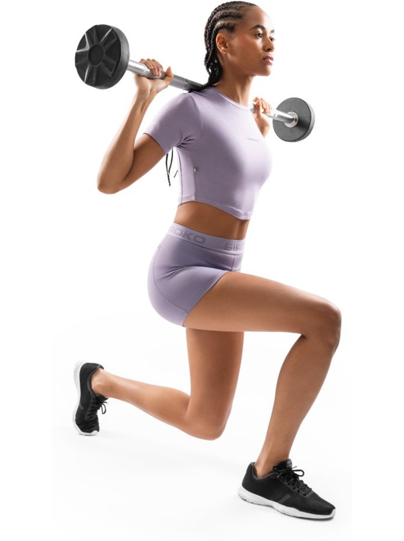Top corto da allenamento a maniche corte da donna fitness donna harmony Viola - Kiabi