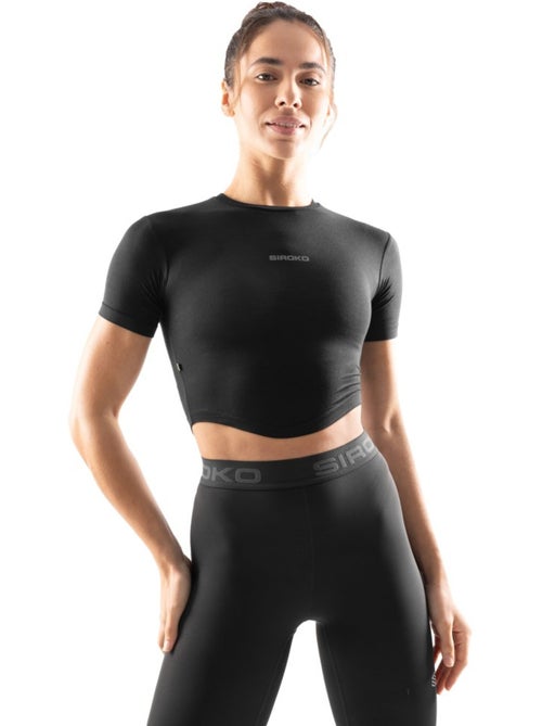 Top corto da allenamento a maniche corte da donna fitness donna sculpt - Kiabi